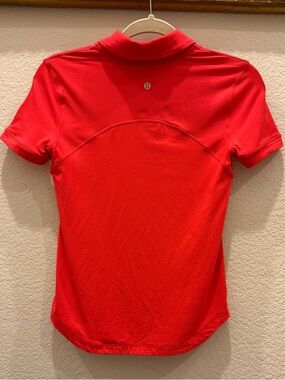 lululemon athletica Women's Short Sleeve Red Athletic Polo Top